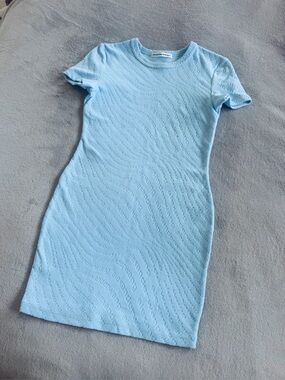 Alexander Wang Logo Jacquard Crew Neck Short Sleeve Mini Dress Size Small